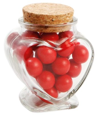 80 gram Glass Heart Jar Chocolate Red Balls