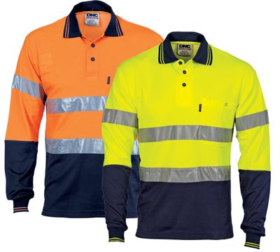 Elevate Hi Vis Two Tone Long Sleeve Polo With Reflective Tape
