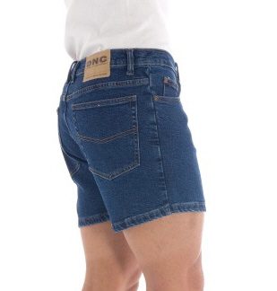 man wearing short jean shorts