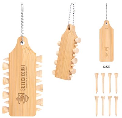 Pinehurst Bamboo Golf Tee Set Keychain