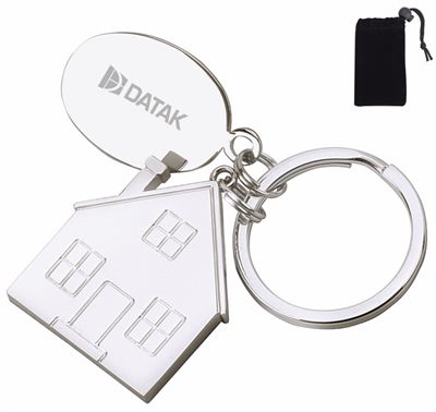 House-Shaped Silver Key Tag - Silver Finish