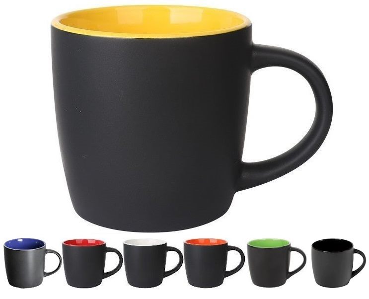 Aurora Two Tone Ceramic Mugs come with a smart looking matte black ou