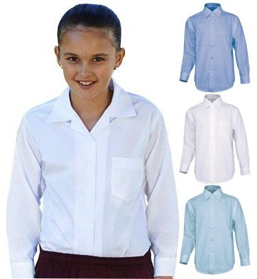 girls long sleeve school shirts