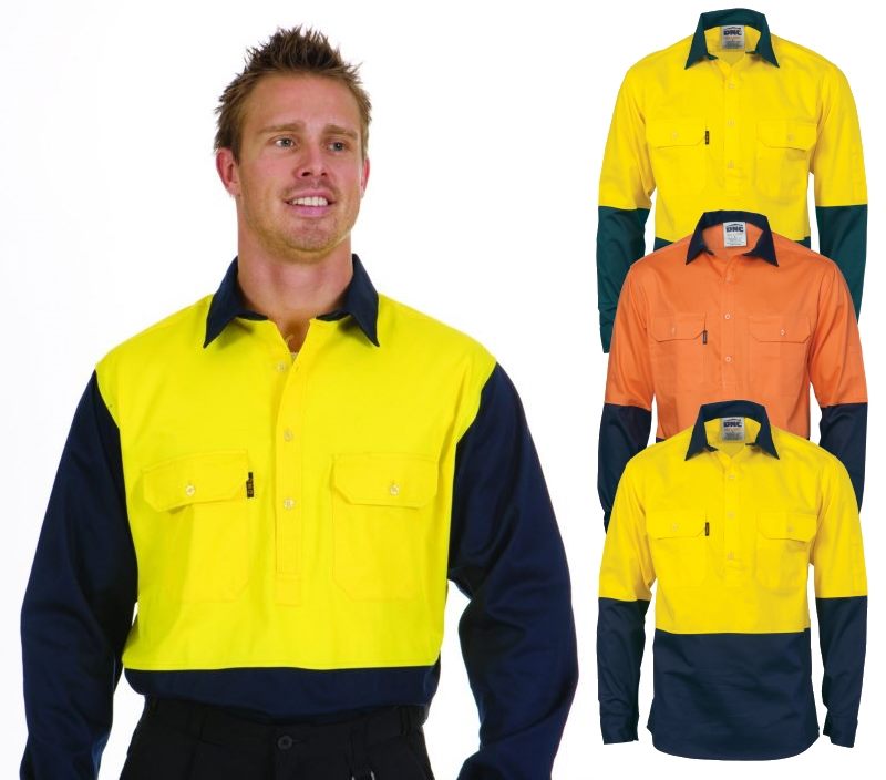 High Quality Custom Hi Vis Cotton Drill Two Tone Long Sleeve