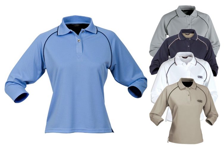 women's polo shirts with three quarter sleeves