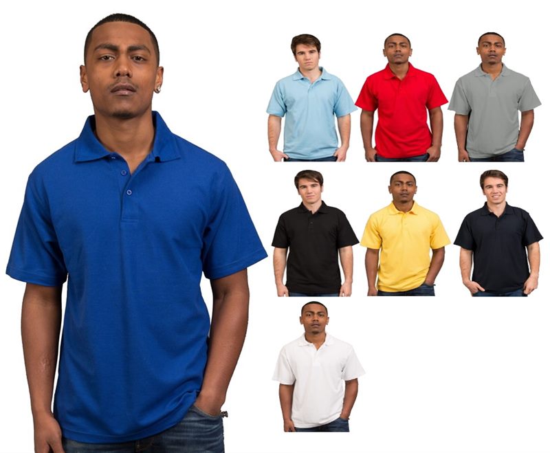 Poly Cotton Knit Men's Polo Shirts are available in sizes XS-3XL c