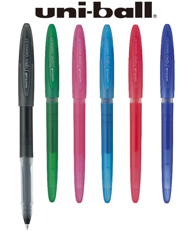 Uniball Gelstick Rollerball Pens feature fade proof, waterproof