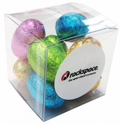 Clear Plastic Cube With 10 Mini Easter Eggs