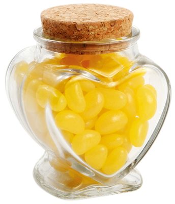 100 gram Glass Heart Jar Corporate Colour Mini Jelly Beans