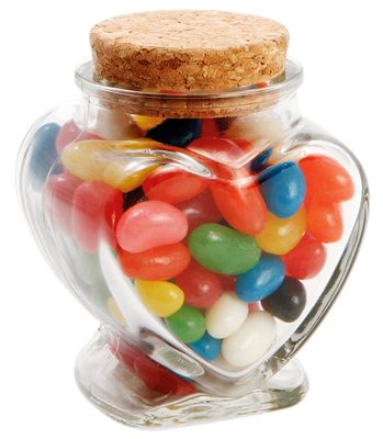 100 gram Glass Heart Jar Mixed Mini Jelly Beans