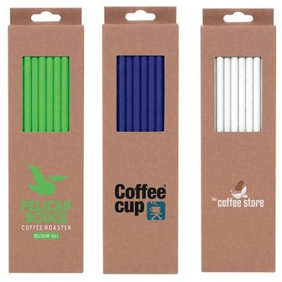 20 Solid Colour Paper Straw Set