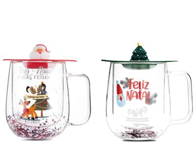250ml Glitter Double Walled Glass