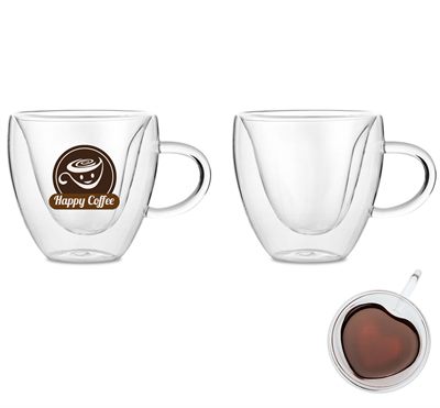 250ml Heart Double Walled Glass