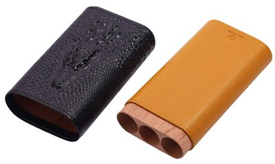 3-Cigar Leather Case