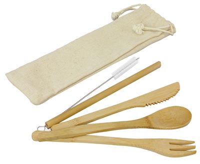 3 Piece Bamboo Cutlery Set