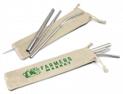 3 Stainless Steel Drinking Straw Set