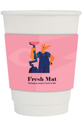 420ml PLA Double Wall Compostable Paper Coffee Cup With Sleeve