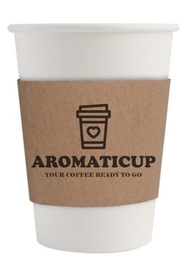 420ml Single Wall Compostable Paper Coffee Cup With Sleeve