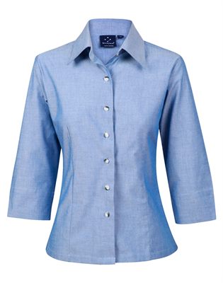 Addison Ladies Chambray 3/4 Sleeve