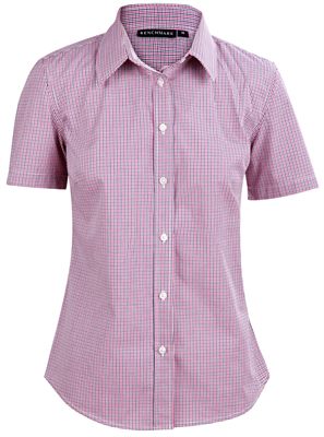 Ainsley Ladies Two Tone Mini Gingham Short Sleeve Shirt