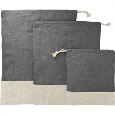 Asako Recycled Cotton 3pc Travel Pouch Set