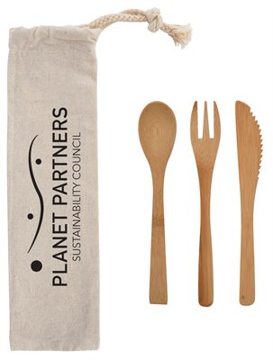 Bamboo Cutlery Set With Pouch