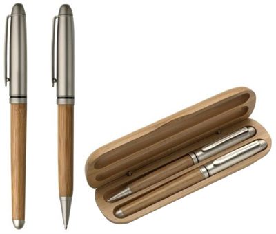 Bamboo Pen And Rollerball Set