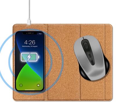 Belluno Foldable Cork Wireless Charging Mouse Pad