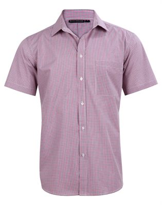 Brooks Mens Two Tone Mini Gingham Short Sleeve Shirt