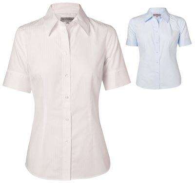 Carmen Ladies Self Stripe Short Sleeve Shirt