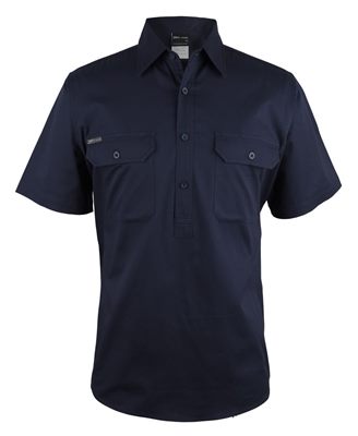 Close Front Short Sleeve Cotton Drill Shirt