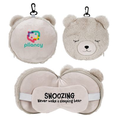 Comfort Pals Bear Shaped Pillow With Sleep Mask