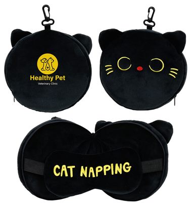 Comfort Pals Cat Shaped Pillow With Sleep Mask