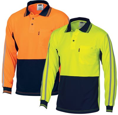 Promotional Nimbus Hi Vis Cool Breathe Stripe Long Sleeve Polos can be worn at work.