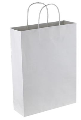 D1A Medium Tall White Eco Shopper With Twisted Paper Handle