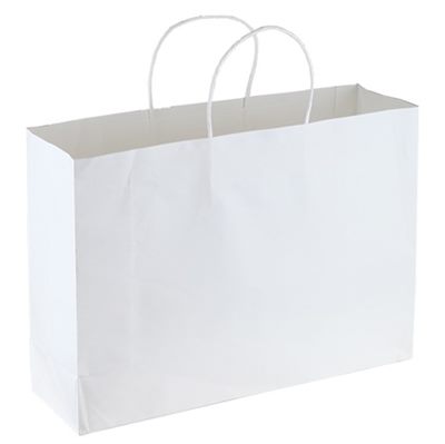 Medium Wide White Eco Shopper With Twisted Paper Handle