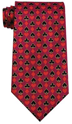 Deck Of Cards Burgundy Polyester Tie