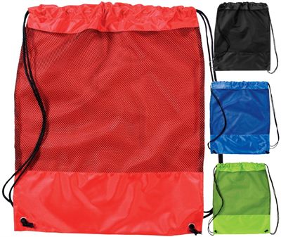 Drawstring Mesh Panel Backpack