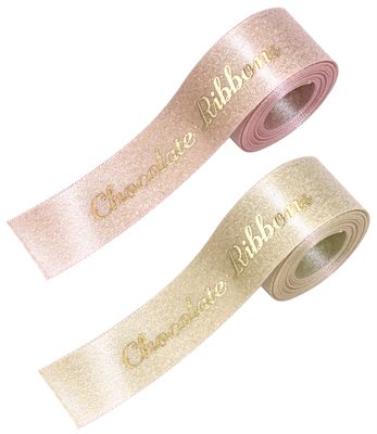 Foil Printed Glitter Satin Polyester Ribbon