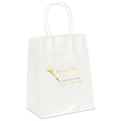 H1A Small White Gloss Paper Bag Twisted Paper Handles