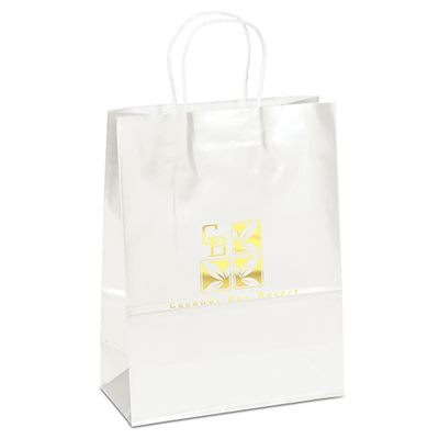 H1C Medium White Gloss Paper Bag Twisted Paper Handles