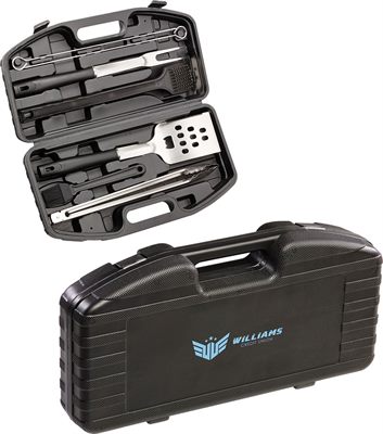 Hardshell Cased 9-Piece Stainless BBQ Set