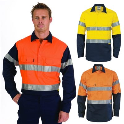 Hi Vis Close Front Cotton Work Shirts have two extra large flap pocket