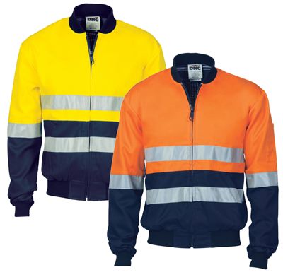 Hi Vis Two Tone Cotton Bomber Jacket With Reflective Tape