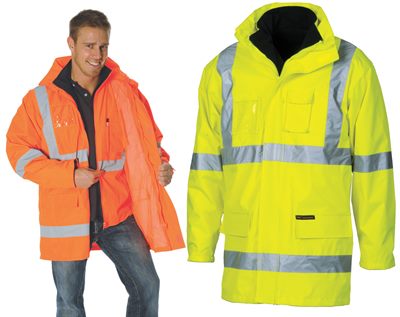 Hi Vis Waterproof Cross Back Day Night 6 in 1 Contrast Jacket