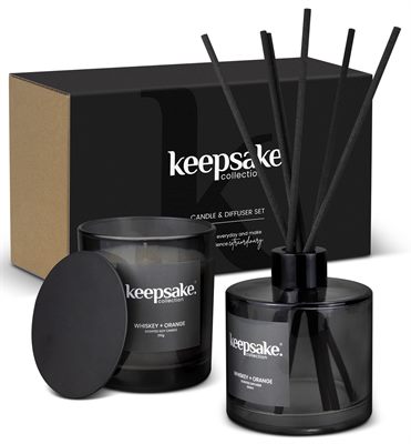Keepsake Matte Black Candle and Diffuser Set
