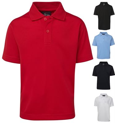 Kids Cool Dry School Polo Shirts available as red, royal, navy, light