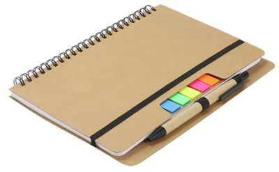 Kraft Notebook with Notes and Flags