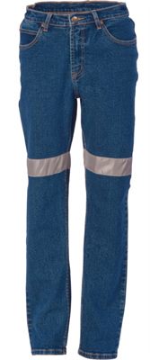 Ladies Taped Denim Stretch Jeans With Reflective Tape 