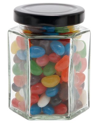 Large Hexagon Jar Mixed Mini Jelly Beans